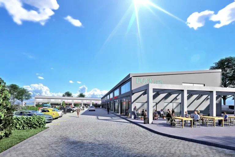 The Link – με στοά σκίασης και υπαίθριο καθιστικό σε εμπορικό συγκρότημα.